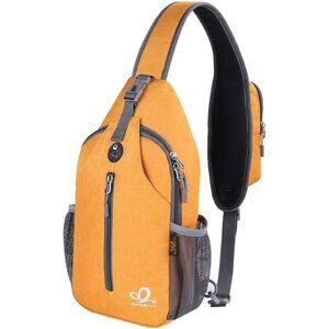 Men Yellow Crossbody Sling Backpack Sling Bag Travel Hiking Chest Daypack
